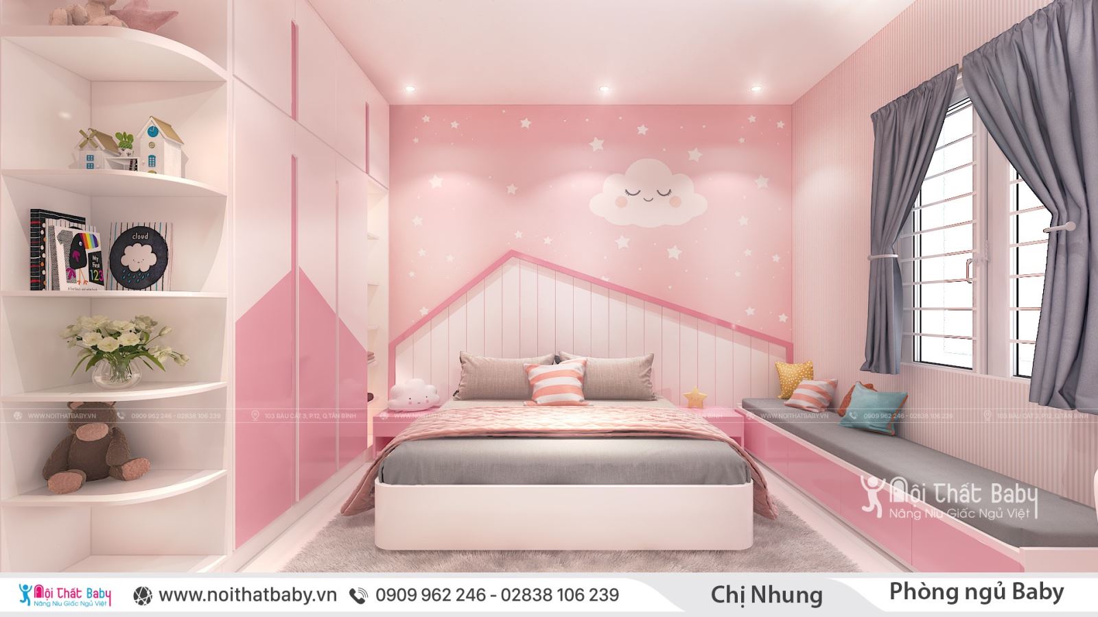 Những mẫu phòng ngủ màu hồng cực đáng yêu cho bé gái